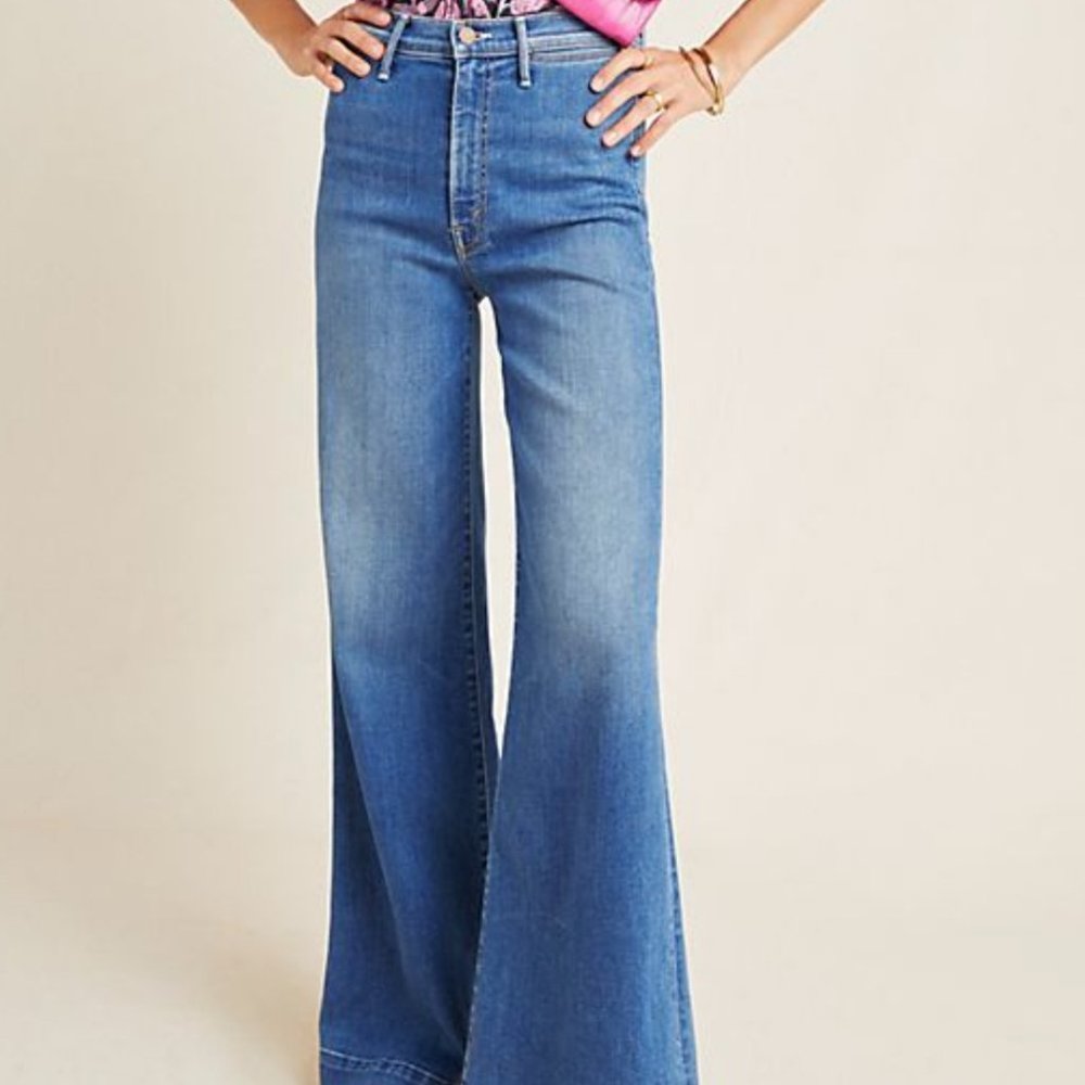 Mother The Swooner Roller Wide Leg Jeans Blue Sky 31